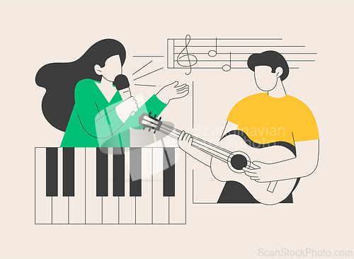 Image of Musical camp abstract concept vector illustration.