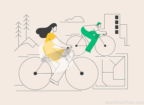 Image of Cycling experiences abstract concept vector illustration.