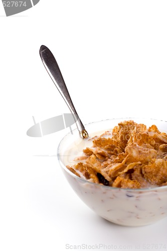 Image of cornflakes with milk