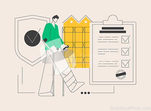 Image of Occupational accident insurance abstract concept vector illustration.