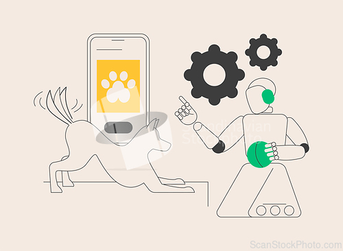 Image of Robotic pet sitters abstract concept vector illustration.
