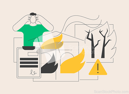 Image of Fire consequences abstract concept vector illustration.