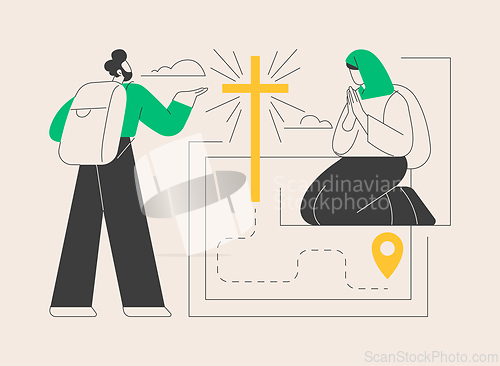 Image of Christian pilgrimages abstract concept vector illustration.