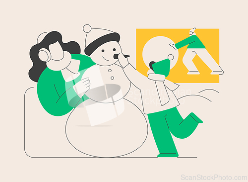 Image of Building a snowman abstract concept vector illustration.