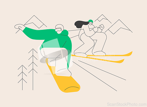 Image of Winter extreme sports abstract concept vector illustration.