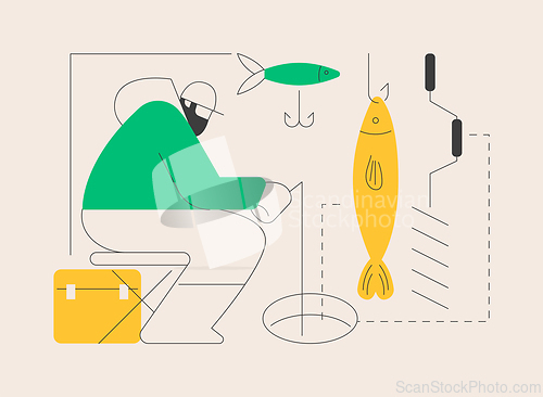 Image of Ice fishing abstract concept vector illustration.