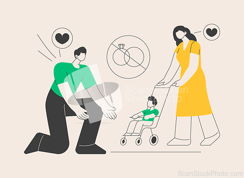 Image of Unmarried parents abstract concept vector illustration.