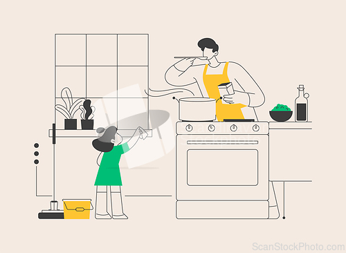 Image of Dads and housework abstract concept vector illustration.