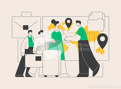 Image of Occupational migration abstract concept vector illustration.