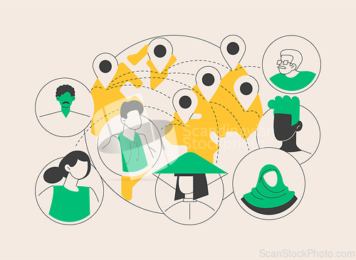 Image of International migration abstract concept vector illustration.