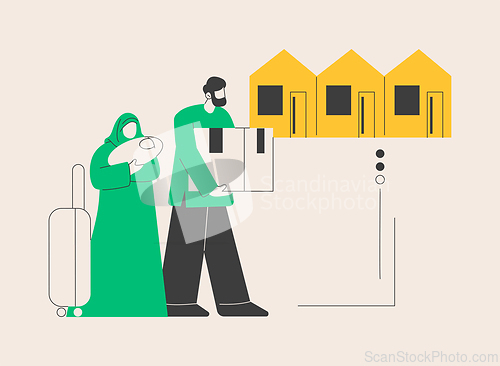 Image of Resettlement of persons abstract concept vector illustration.