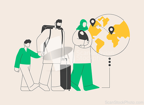 Image of Family migration abstract concept vector illustration.