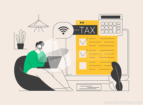 Image of Tax filing online service abstract concept vector illustration.