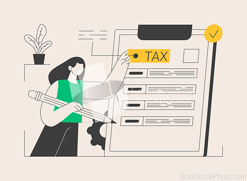 Image of Paper tax filing abstract concept vector illustration.