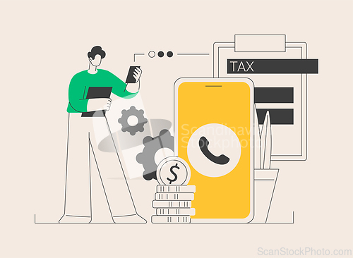 Image of Phone tax filing abstract concept vector illustration.