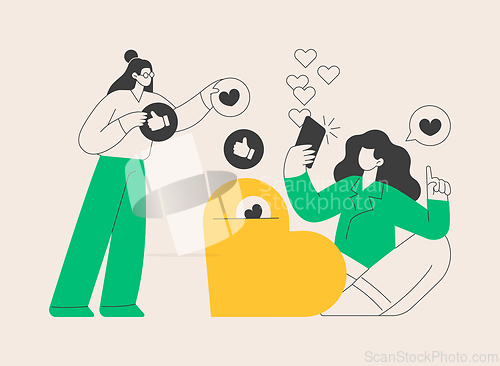 Image of Likes addiction abstract concept vector illustration.