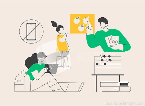 Image of Low tech parenting abstract concept vector illustration.