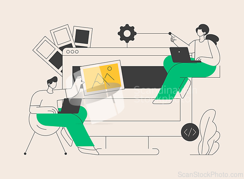 Image of Low code development abstract concept vector illustration.