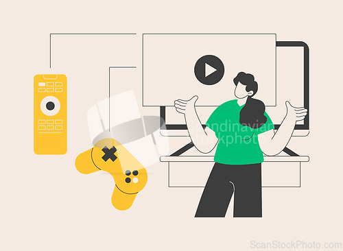 Image of Smart TV accessories abstract concept vector illustration.