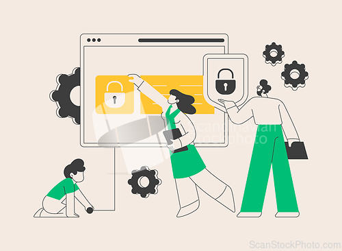 Image of Parental control software abstract concept vector illustration.