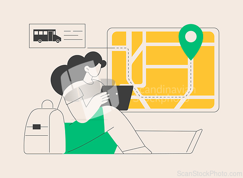 Image of School bus tracking system abstract concept vector illustration.