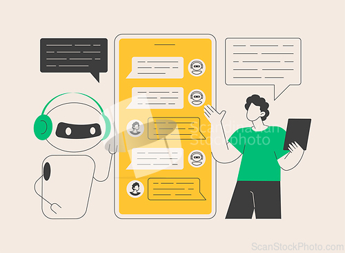 Image of Chatbot virtual assistant abstract concept vector illustration.