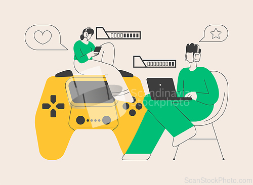 Image of Cross-platform play abstract concept vector illustration.