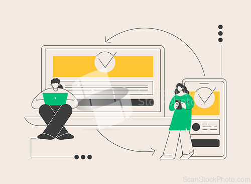 Image of Cross-device syncing abstract concept vector illustration.