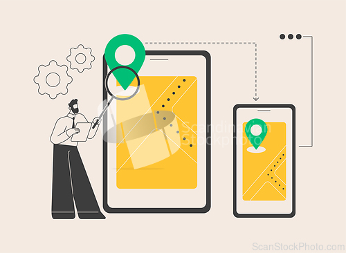 Image of Cross-device tracking abstract concept vector illustration.