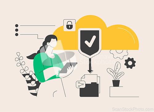 Image of Secure file sharing abstract concept vector illustration.