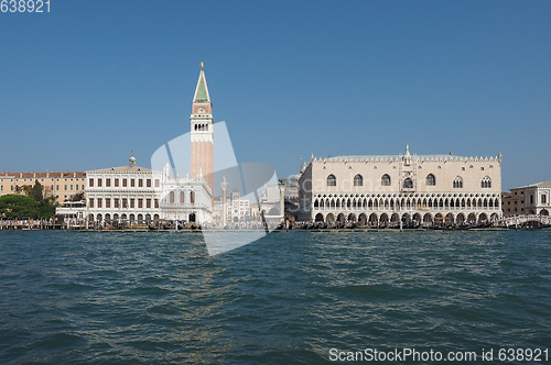 Image of St Mark square seen fron St Mark basin in Venice