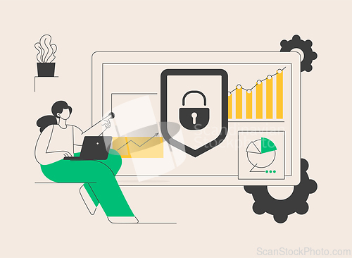 Image of Cyber security risk management abstract concept vector illustration.