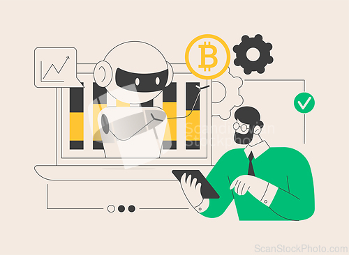 Image of Crypto trading bot abstract concept vector illustration.