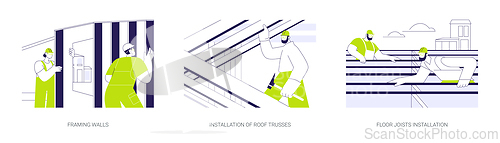 Image of Rough carpentry in residential building abstract concept vector illustrations.