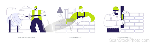 Image of Masonry in private house building abstract concept vector illustrations.