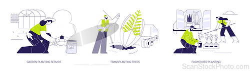 Image of Landscape design and plantings abstract concept vector illustrations.