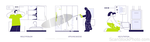 Image of Mold removal in private house abstract concept vector illustrations.