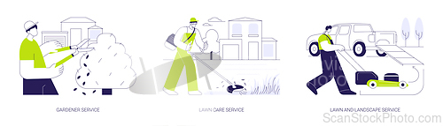 Image of Backyard maintenance service abstract concept vector illustrations.