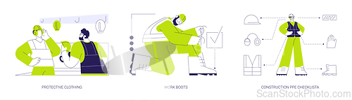 Image of Construction protective equipment abstract concept vector illustrations.