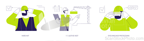 Image of Personal safety gear at construction site abstract concept vector illustrations.