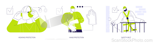 Image of Personal protective equipment at construction site abstract concept vector illustrations.