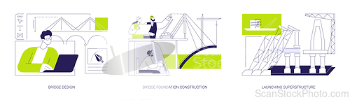 Image of Bridge building abstract concept vector illustrations.