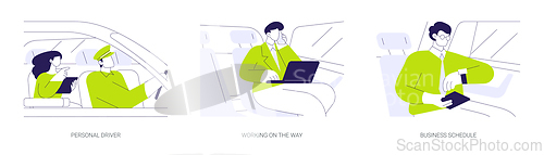 Image of Business travel by car abstract concept vector illustrations.