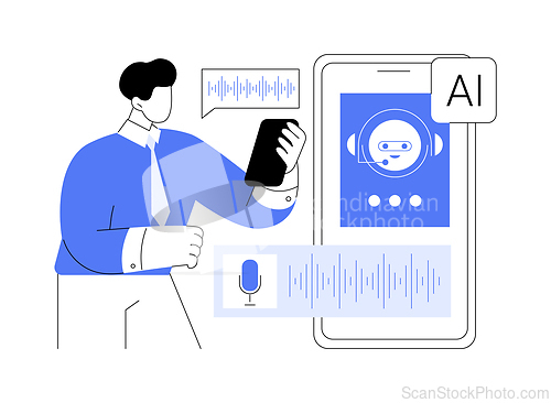 Image of Voice-Activated Customer Support by AI abstract concept vector illustration.