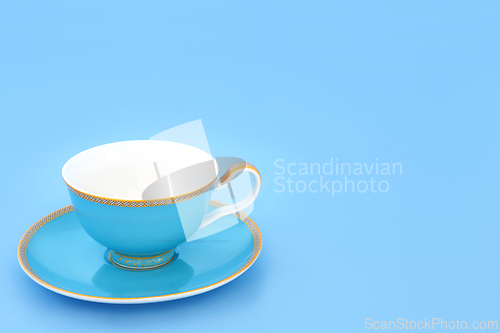 Image of Blue and Gold Bone China Tea Cup  