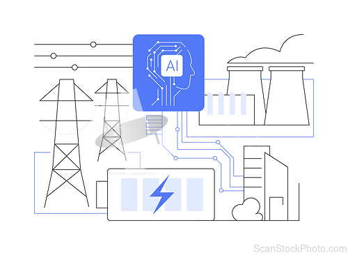 Image of AI-Enhanced Energy Grid Management abstract concept vector illustration.