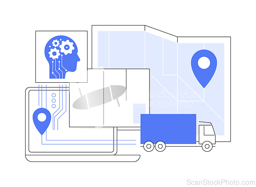 Image of AI-Backed Shipping and Delivery Optimization abstract concept vector illustration.