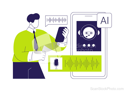 Image of Voice-Activated Customer Support by AI abstract concept vector illustration.