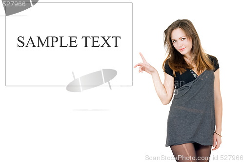 Image of Beautiful girl with a framework for the text