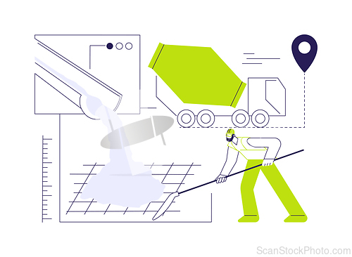 Image of Pouring concrete abstract concept vector illustration.